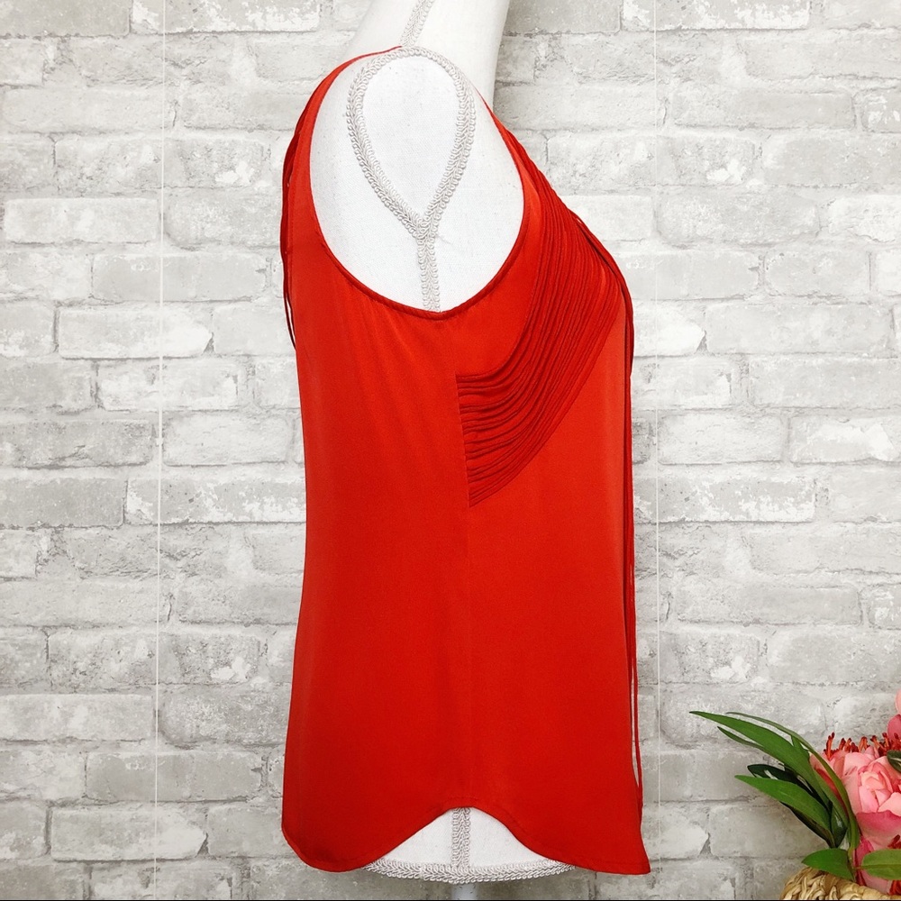 ACE DELIVERY | Red 100% Silk Fringe Tank Top - Picture 2 of 13
